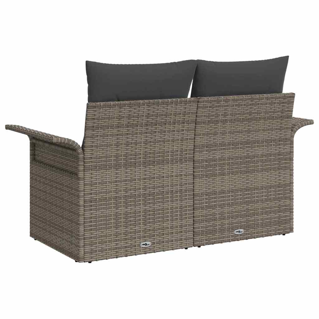 Gartensofa mit Kissen Grau 141 x 62 x 69cm Poly-Rattan